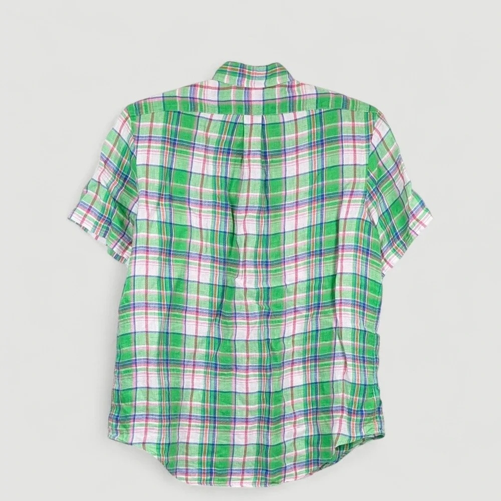 Polo Ralph Lauren Linen Button Up Shirt Mens Large‎ Multicolor Plaid Casual